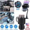 2 In 1 Car Cup Phone Holder Automotive Drink Holder with 360° Rotating Gooseneck Phone Mount Adjustable Base Fit for Most Phones Cups Vehicles