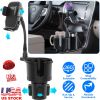 2 In 1 Car Cup Phone Holder Automotive Drink Holder with 360° Rotating Gooseneck Phone Mount Adjustable Base Fit for Most Phones Cups Vehicles