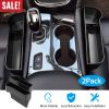 2Pcs Car Console Side Organizer Car Seat Gap Storage Box Pocket Organizer Seat Gap Filler Catch Caddy W/ Cup Holder Non-Slip Mat for Cellphone Key Car