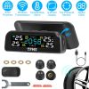 Wireless Solar Car Tire Pressure Monitoring System Auto Tire Pressure Monitor with External Sensors Temperature Alarm for Car SUV Sedan RV