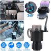 2 In 1 Car Cup Phone Holder Automotive Drink Holder with 360° Rotating Gooseneck Phone Mount Adjustable Base Fit for Most Phones Cups Vehicles