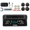 Wireless Solar Car Tire Pressure Monitoring System Auto Tire Pressure Monitor with External Sensors Temperature Alarm for Car SUV Sedan RV