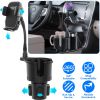 2 In 1 Car Cup Phone Holder Automotive Drink Holder with 360° Rotating Gooseneck Phone Mount Adjustable Base Fit for Most Phones Cups Vehicles