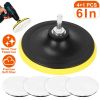5Pcs 6" Buffing Polishing Pads Car Plush Buffing Waxing Wheels Mop Set with M14 Drill Screw for Car Polisher Drill Adapter