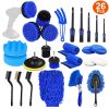 26Pcs Car Detailing Brush Kit Exterior Interior Car Cleaning Set Drill Brush Set Car Buffing Sponge Pads Kit for Cleaning Automobile Interior Exterior