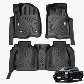 All Weather Floor Mats for Chevy Silverado GMC Sierra 1500 2019-2025, 2020-2025 SLV/SRA 2500 3500 HD Crew Cab (with Rear Under-Seat Storage) - as Pic