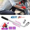 Telescoping Lug Wrench Extendable Tire Wheel Nut Wrench with CR-V Sockets 17mm/19mm/21mm/23mm Free Work Gloves