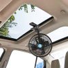 12V Car Fan Oscillating Clip On Cooling Fan with 2 Speeds 120 Degree Rotation Personal Electric Fan for Car Truck Vans