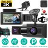 2K Car DVR 3 Channel Dash Cam Camcorder Camera Recorder with 140° Angle GPS WiFi Night Vision G-sensor Loop Recording Parking Monitor